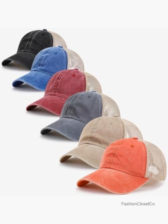 Vintage Washed Trucker Hat Distressed Adjustable Mesh Baseball Cap for Outdoor main image 4